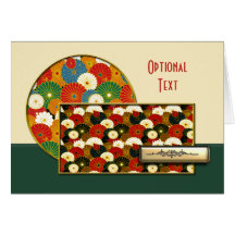 Asian Mums, Green/Rust Gold Trim - Customize Card