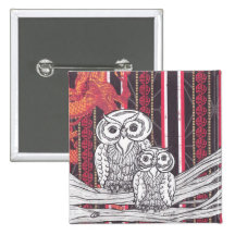 Asian Owls buttons
