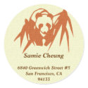 Asian panda bamboo custom circle address label sticker