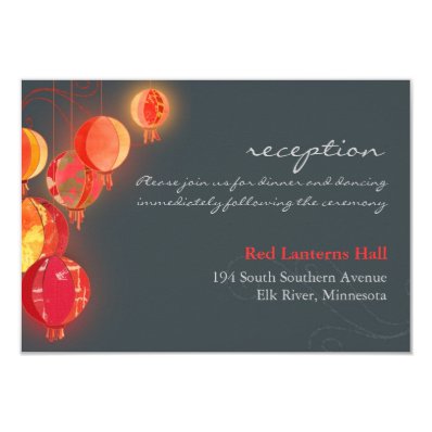 Asian Party Lanterns Wedding Reception Enclosure 3.5x5 Paper Invitation Card