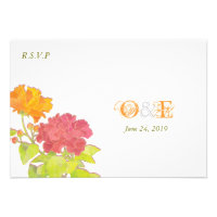 Asian Peonies Monogram Wedding RSVP (3.5x5) Custom Invitations