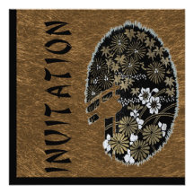 Asian Tea Garden Party Gold and Black Invitations