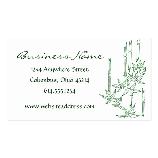 Asian Themed Bamboo & Leaves 2 Business Cards (front side)