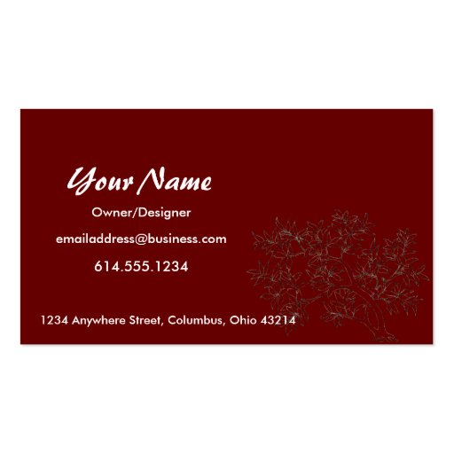 Asian Themed Tree Design 2 Business Cards (back side)