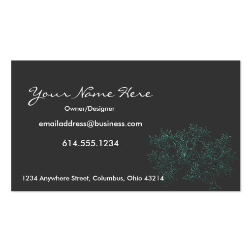 Asian Themed Tree Design Business Cards (back side)