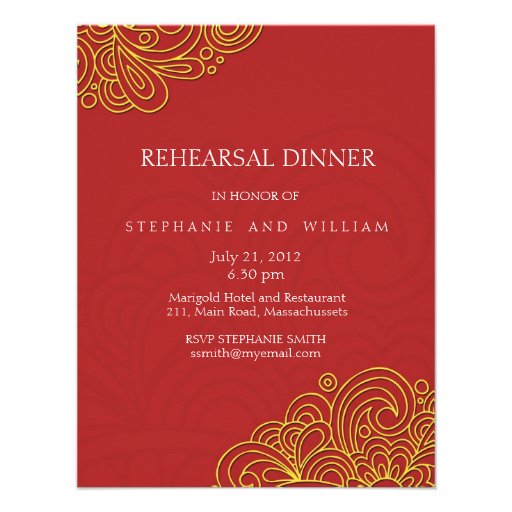 Asian Vintage Swirl Rehearsal Dinner Card Personalized Invitation