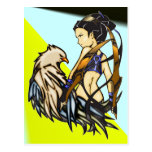 Asian Warrior Woman and Eagle Postcard