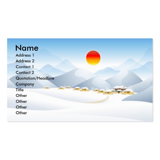 Asian Winter Sun Business Cards (front side)