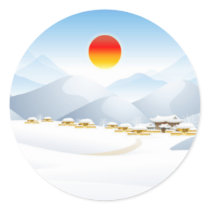 Asian Winter Sun Stickers by mrssocolov2 Asian Winter Sun Stickers