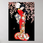 Asian Woman with Cherry Blossom Night posters