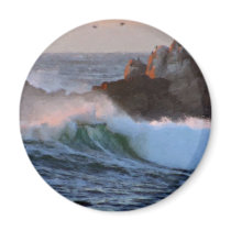 Asilomar Beach Wave Big Sur California Painted magnets