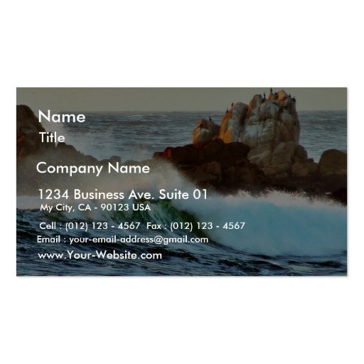 Asilomar Beaches Waves Ocean Dusk Business Card Templates (front side)