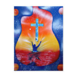 Ask and ye shall receive- man cross guitar postcards