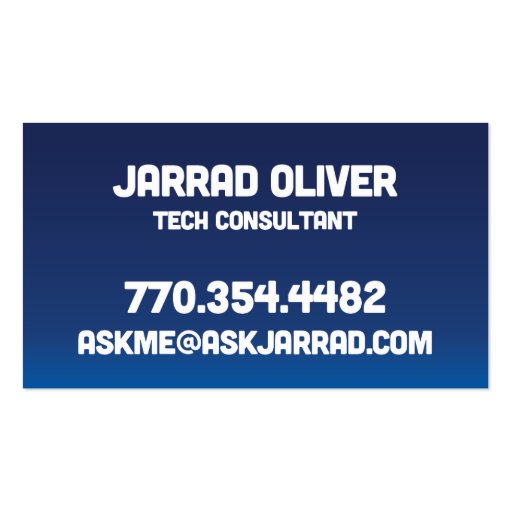 Ask Jarrad Promo Biz Card Business Card (back side)