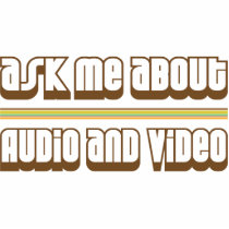 Ask Me About Audio and Video photo sculptures