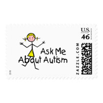 Ask Me About Autism (Girl 2) Postage Stamp