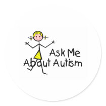 Ask Me About Autism (Girl 2) Round Sticker