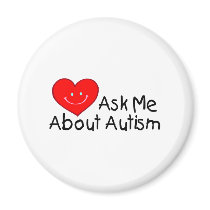 Ask Me About Autism (Heart) Refrigerator Magnets