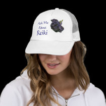 Ask Me About Reiki Purple Rose Hat by SmilinEyesTreasures Ask Me About Reiki Purple Rose Hat