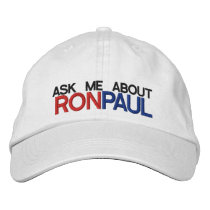 ASK ME ABOUT RON PAUL BALL CAP / HAT embroidered hats by nacho693 ASK ME ABOUT RON PAUL BALL CAP / HAT embroidered hats