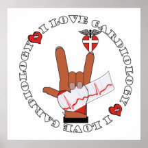 ASL I Love You HAND Sign- I LOVE CARDIOLOGY POSTER