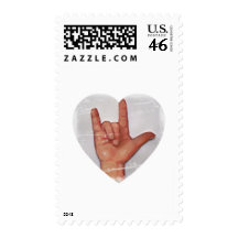 ASL "I LOVE YOU" HEART SHAPE #2 POSTAGE STAMP
