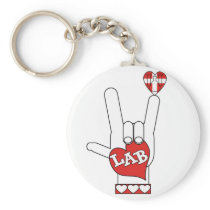 ASL I Love YOU Sign LAB (LABORATORY) Key Chain