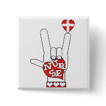 ASL I Love YOU Sign Language - HAND HEART NURSE Pins