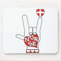 ASL I Love YOU Sign Language - HAND HEART NURSE Mousepad