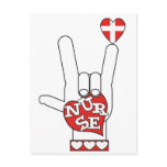 ASL I Love YOU Sign Language - HAND HEART NURSE postcards