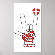ASL I Love YOU Sign Language - HAND HEART NURSE Print