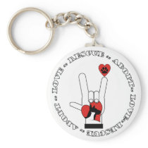 ASL - LOVE SIGN - ADOPT - RESCUE - CATS - DOGS KEYCHAINS
