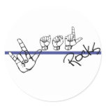 ASL Rocks Blk and Blue Round Stickers