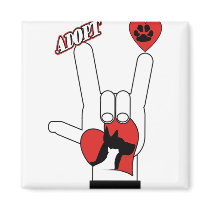 ASL SIGN LANGUAGE - I LOVE YOU RESCUE ADOPT DOGS REFRIGERATOR MAGNET