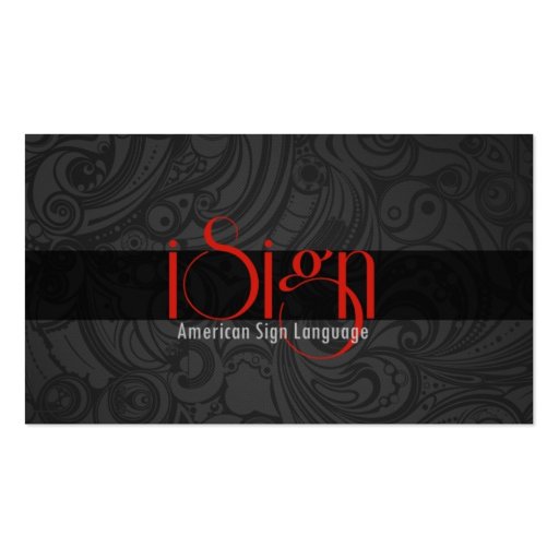 ASL, Sign Language,  Translator, Business Card (front side)