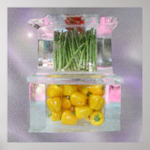 Asparagus and peppers set in ice posters