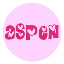 Aspen in Hearts Round Sticker