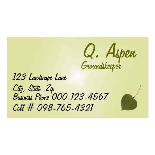 Aspen Leaves Business Card (back side)