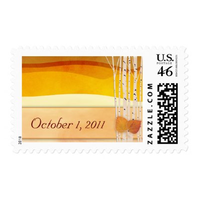Aspen leaves in copper and cream postage stamps by perfectpostage