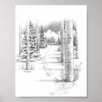 Aspens in Winter Posters