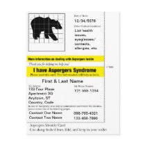 Aspergers Emergency Card Postcard