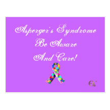 Asperger's Syndrome Be Aware And Care! Postcards