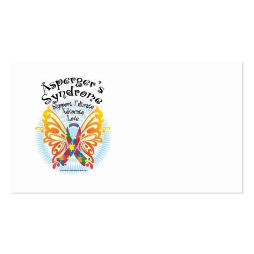 Asperger's Syndrome Butterfly 3 Business Cards (front side)