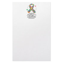 Asperger's Syndrome Ribbon of Butterflies Customized Stationery