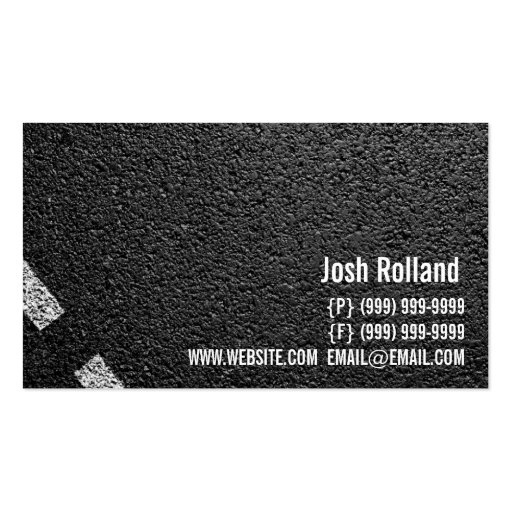 Asphalt, Paving, Construction, Roadwork Business Card Templates (back side)