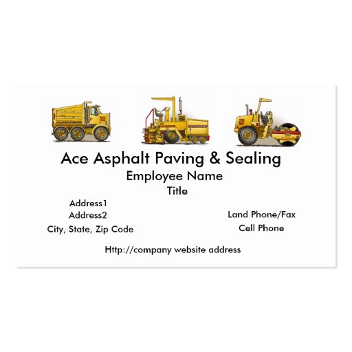 Asphalt Paving Machine Construction Business Cards (front side)