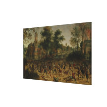 Assault on a Town (oil on canvas) Canvas Prints