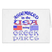 Assembled in USA Using Greek Parts Greeting Cards