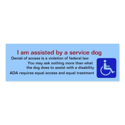 Assisted by service dog cards business card templates