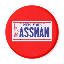 Assman New York License Plate Products magnets by TelevisionFun Assman New York License Plate Products magnets
